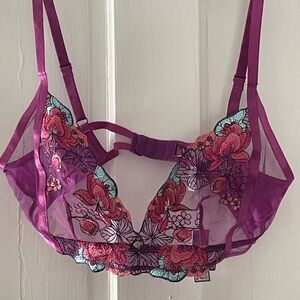 Adore Me Vibrant Floral Lace Bra in Purple Large NWT